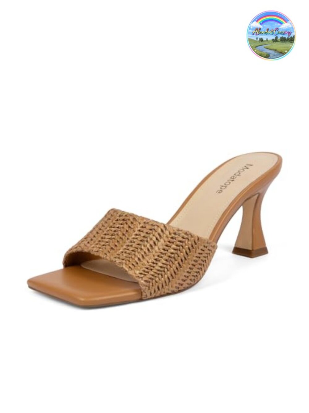 Womens 3 Inch Block Heel Braided Slide Sandals Open Square Toe Slip On